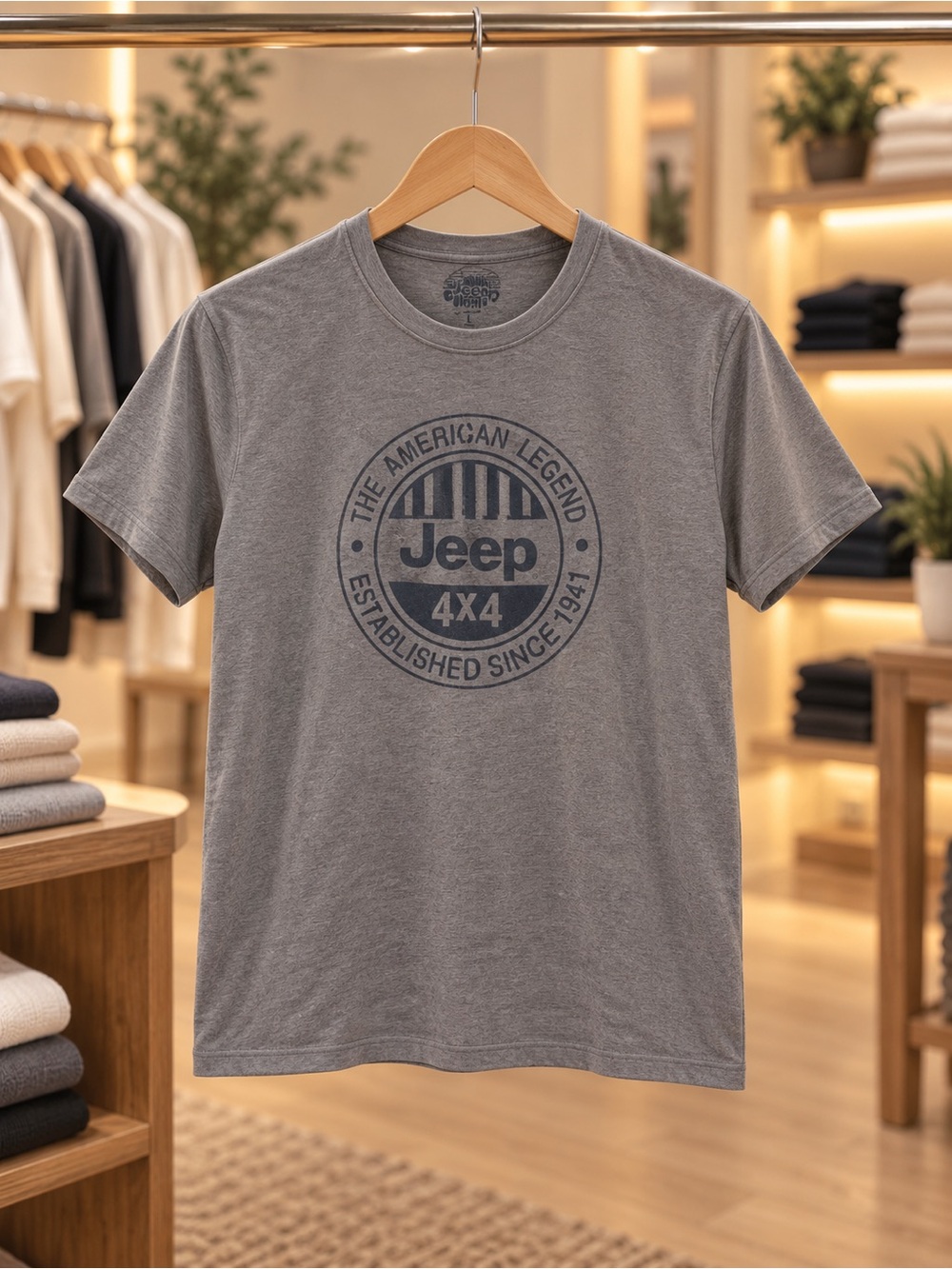 Jeep Gray Short Sleeve Tee with Dark Logo
